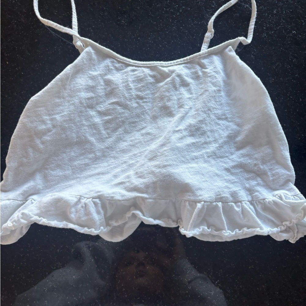 American Eagle Outfitters White Ruffle tank top